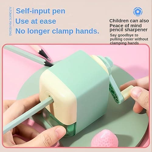 ZQS Manual Pencil Sharpener, Auto-in Hand Crank Pencil, for 6.9-8 mm Pencils and Colored Pencils, for Kids, Students, Classroom, Home and Office, Green thumbnail 4