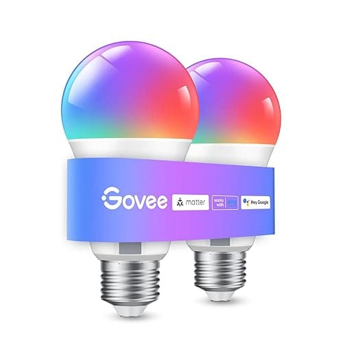 Govee Smart Light Bulbs, A19 LED Light Bulb, 800 Lumen, E26 Base | Works with Matter Alexa & Google Assistant, RGBWW Color Changing Light Bulb, Music Sync, WiFi & Bluetooth Connection, 2 Pack - Image 1