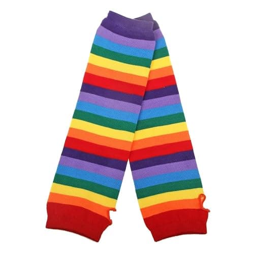 WRITWAA Colorful Rainbow Striped Fingerless Gloves and Arm Warmers Set for Girls and Women, Cozy Knit Sleeves for Fashion and Fun - Image 1