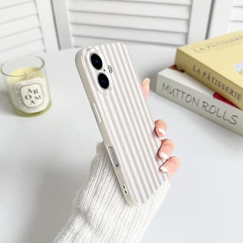 Lovmooful for iPhone 16 Case Cute Color Striped Design-Apricot | Compatible for iPhone 16 Case,Aesthetics,for Girls Women,Soft TPU,Shockproof,More Protective,Girly thumbnail 6
