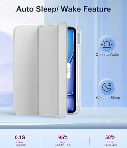 TiMOVO Case for iPad Air 11 Inch M4 2026/M3 2025/M2 2024, iPad Air 5th Generation 2022/4th Gen 2020 10.9 Inch with Pencil Holder, Stand Cover with Translucent Back, Auto Wake/Sleep, Apricot Gray thumbnail 5