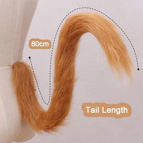 ILUFAM Cat Tail Cosplay 31.5" Long Plush Animal Tail for Halloween Party Fancy Dress Costume Accessories thumbnail 3