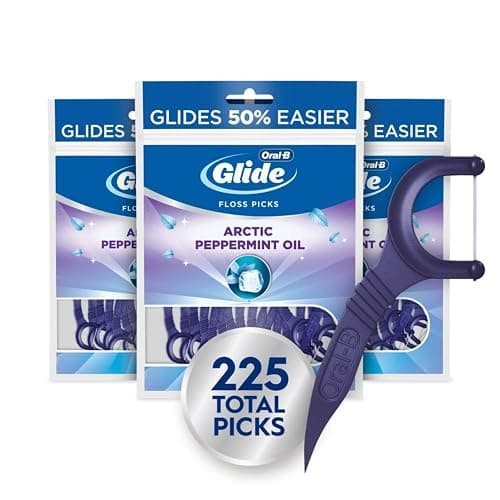 Oral-B Glide Peppermint Dental Floss Picks with Arctic Peppermint Oil Flavor, 75 Count, Pack of 3 - Image 1