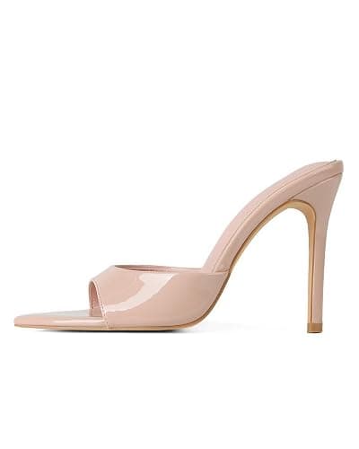 INSMIA Womens Sandals Open Toe Stiletto High Heels Dress Mules Slip On Patent Leather Comfortable Shoes for Office Party Wedding Summer Sandals for Women 2026 thumbnail 8