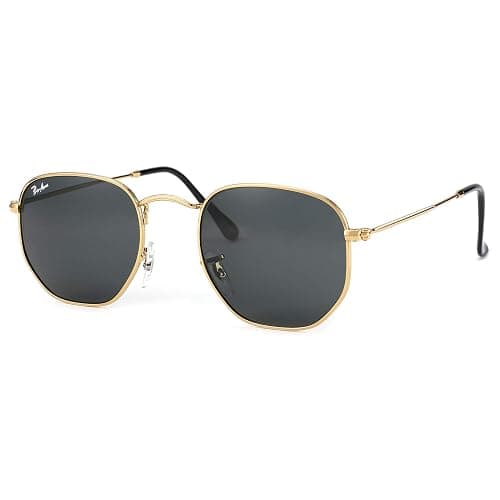 Pro Acme Small Square Sunglasses for Women Men 100% Real Glass Lens Hexagonal Frame - Image 1