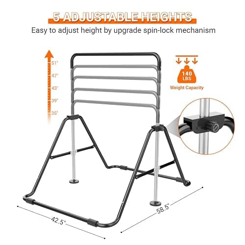 Nimsqury Foldable Gymnastics Bar, 5-Height Adjustable Gymnastic Bars for Kids at Home,Robust & Stable for Indoor/Outdoor Using,Weight Limit 140LBS thumbnail 2