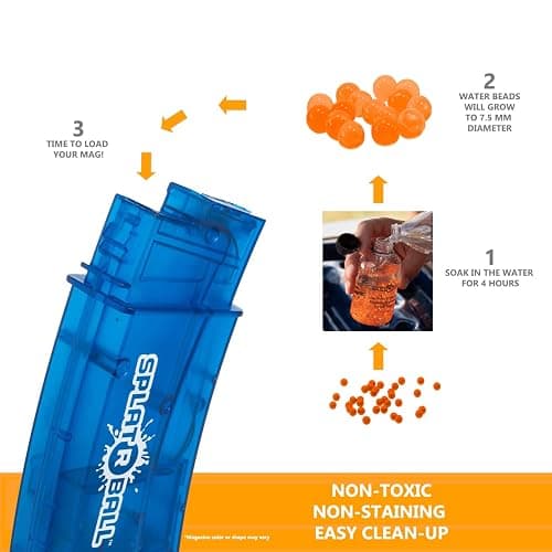 SplatRball SRB1200 Full Auto Rechargeable Battery Powered Water Bead Gel Ball Blaster Kit. Splatter Ball Gun.Electric Water Blaster able to Shoot 11 Rounds per Second! thumbnail 10
