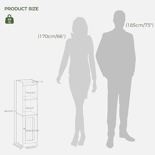 BEWISHOME Small Bathroom Cabinet, Narrow Storage Cabinet with Anti-Tip & Adjustable Shelves,Bathroom Organizers and Storage Cabinets for Small Spaces, 7.9 x 7.9 x 31.5 Inches，White YYG06W thumbnail 3