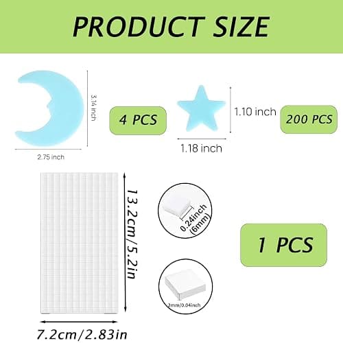 200 Pcs Glow in The Dark Stars,Realistic Stars for Ceiling,Large 3D Glowing Wall Decor for Fantastic Wall Star Stickers Bedroom，Wall & Ceiling Room Decor for Boys and Girls thumbnail 2