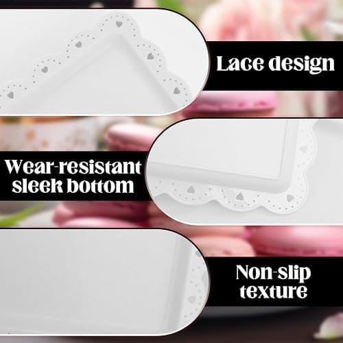 Food Tray, 12 Pack Serving Tray Serving Platter Fruit Dessert Plates, Plastic Serving Trays Rectangle Dessert Trays for Party, Wedding, Restaurant, 14.4" X 9.3" (White) - White thumbnail 4