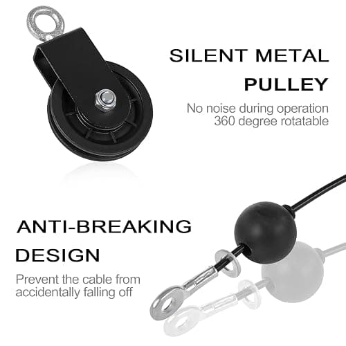 3.54 in Cable Pulley 360 Rotation Traction Wheel with Carabiner and Strap,Silence Smooth Detachable for DIY Gym Pulley System,DIY Gym Attachment Lifting Blocks,Ladder Lift,Hoists,Clothesline thumbnail 6