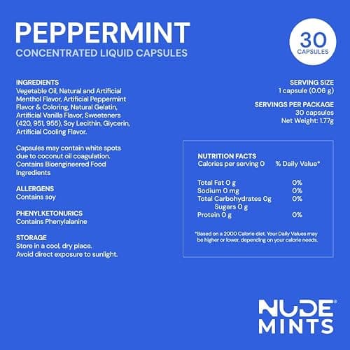 NUDE Menthes | Capsules liquides double action | Menthe arrosage bouche – Dure 3 fois plus longtemps – 3 fois plus fort – Traitement extrême de la mauvaise haleine pour adultes – Sans sucre, 0 thumbnail 6