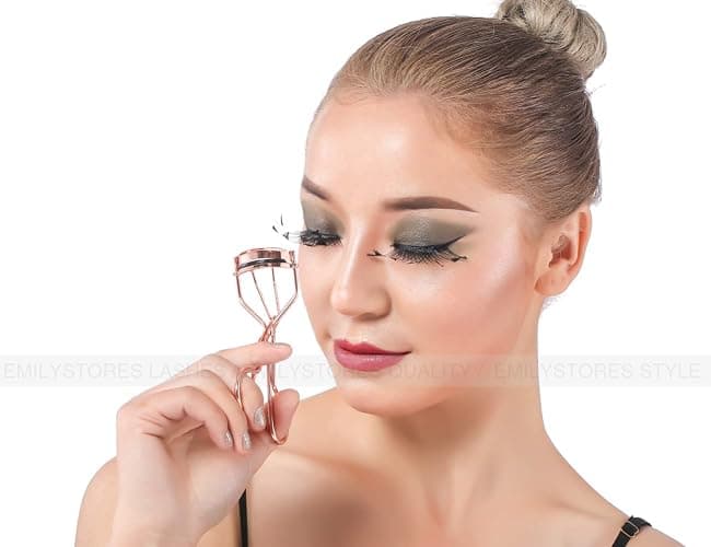 EMILYSTORES Professional Makeup Tool For Eyelashes With 2 Replacement Silicone Refill Pads Pinch Pain FREE Metal Eyelash Curler 1PC, Golden Color thumbnail 5