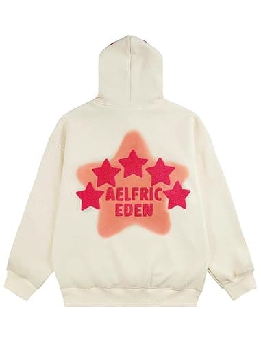 Aelfric Eden Womens Graphic Hoodies Pink Star Print Hoodie Unisex Oversized Hoodies Long Sleeve Pocket Pullover - Small - Aa01-beige thumbnail 2