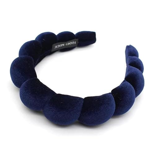 Uchyius Fashion Headbands for Women Padded Fabric Hair Bands Wide Velvet Non Slip Headband Hair Accessories for Women Girls (Navy Blue) - Image 1