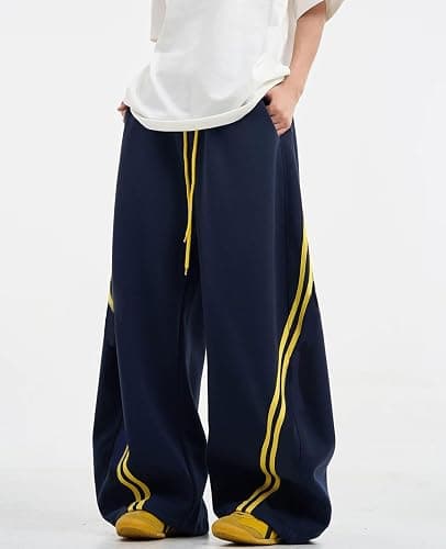 Chmnigma Wide Leg Sweatpants for Women Men Baggy Casual Joggers Barrel Sweat Pants Elastic Waist Drawstring Pants thumbnail 2