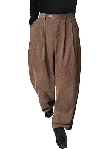 Floerns Men's Slant Pocket Tailored Pants Work Office Fold Pleated Trousers - Image 1