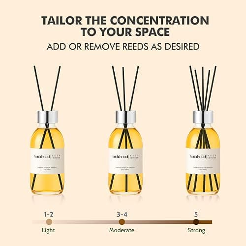 Clesh Reed Diffuser Set, 6.7 oz Sandalwood Scented Diffuser with Sticks, Home Fragrance Reed Diffuser for Bathroom Shelf Decor thumbnail 5