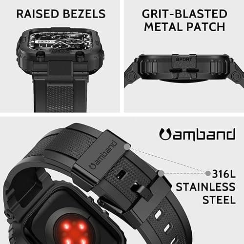 amBand M1 Sport Case Band for Apple Watch Ultra 3/2/1 & SE 3/2/1 & Series 11 10 9 8 7 6 5 4 3 49mm 46mm 45mm 44mm 42mm 41mm 40mm 38mm, Shockproof & Scratch Resistant Rugged Bumper for Men thumbnail 2