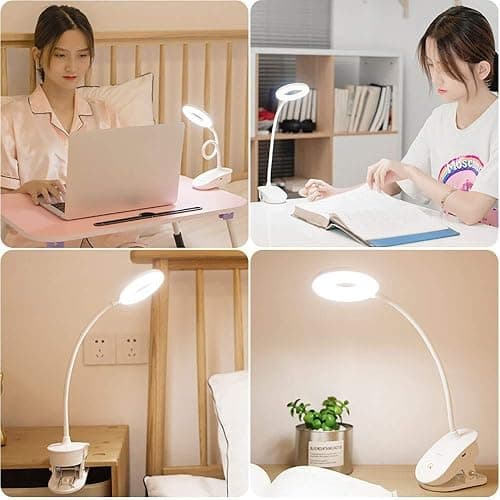 Lampe de lecture à clipser alimentée par piles pour lit, avec 3 niveaux de luminosité, rechargeable par USB thumbnail 8