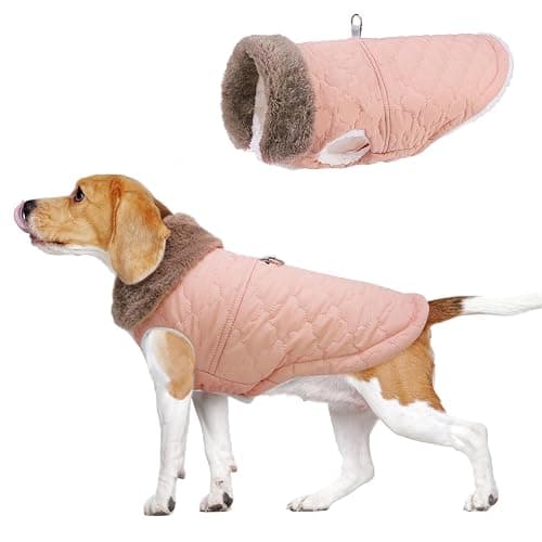 BEAUTYZOO Winter Dog Coat with Harness Built in, Warm Dog Puffer Jacket Vest Padded Fleece Cold Weather Coats Windproof Waterproof Snow Jackets Clothes for Small Medium Puppy, Pink L - Image 1