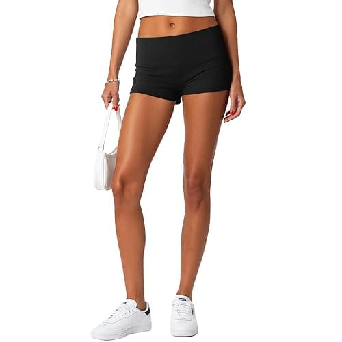 ONLYSTORY Women's Fold Over Shorts Y2K Micro Mini Shorts Elastic Waist Lounge Pajama Bottoms 2026 Summer Yoga Athletic Short thumbnail 4