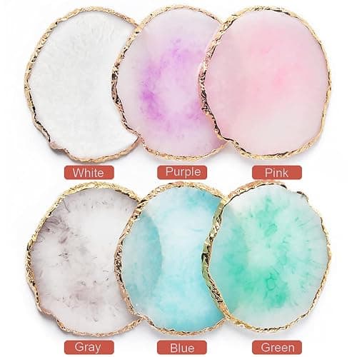 Resin Nail Art Palette, Nail Painting Mixed Color Palette, Gilded Edge Nail Gel Color Makeup Display Board Pallet (White) thumbnail 6