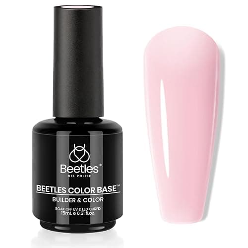 Beetles Pink Base Gel Nail Polish 1 Pcs 15ml: Nude Pink 5 in 1 Pastel Builder Jelly French Tip Base Color Gel Polish Strengthener Soak Off U V LED Lamp Cure Nail Art - Image 1