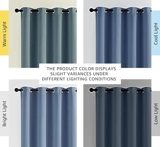 NICETOWN Stone Blue Blackout Curtains for Living Room 84 inches Long - Thermal Insulated Grommet Room Darkening Window Treatments Sound Reducing Drapes for Bedroom, 2 Panels, W52 x L84 thumbnail 2