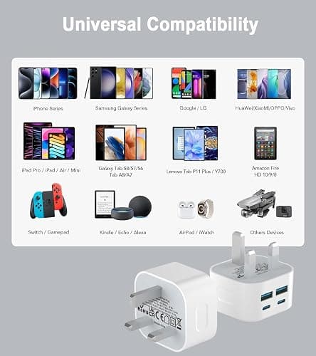 USB C Plug 2Pack, USB Plug Fast Charing Port i Phone Type C Power Adapter and Micro USB Port, USBC Wall Charger Compatible with iPhone 17/17 Air/16/16e/15 14 13 12 11 Pro Max XR XS, iPad thumbnail 7