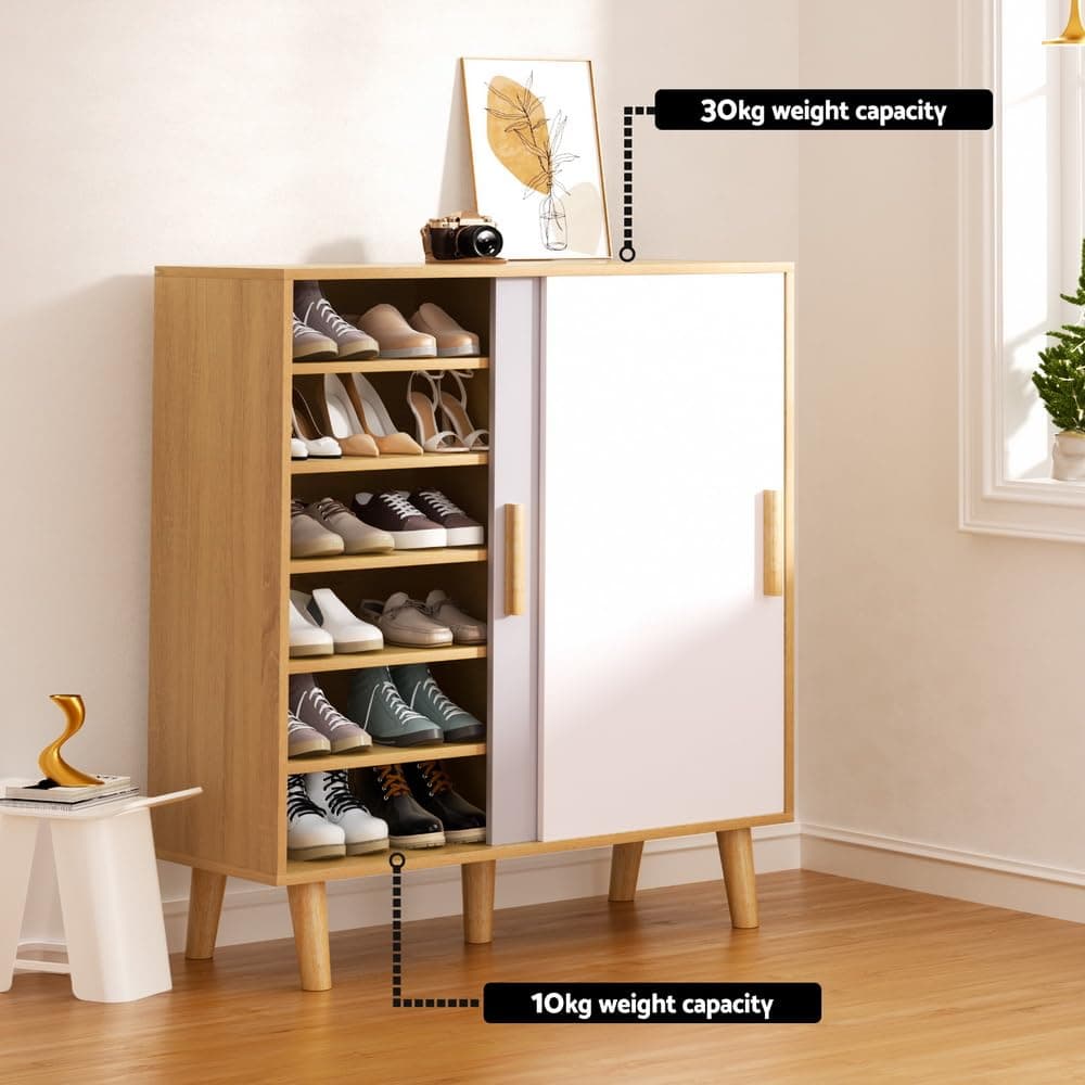 Artiss Shoe Cabinet Shoes Storage Rack 30 Pair Organiser Sliding Doors 6-Tier thumbnail 5