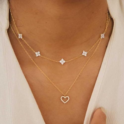 CUEZIY Dainty Necklaces for Women Cute Station Choker Necklace Cubic Zirconia Simulated Diamond Necklace Simple Layering CZ Necklace Trendy Jewelry Gifts thumbnail 4