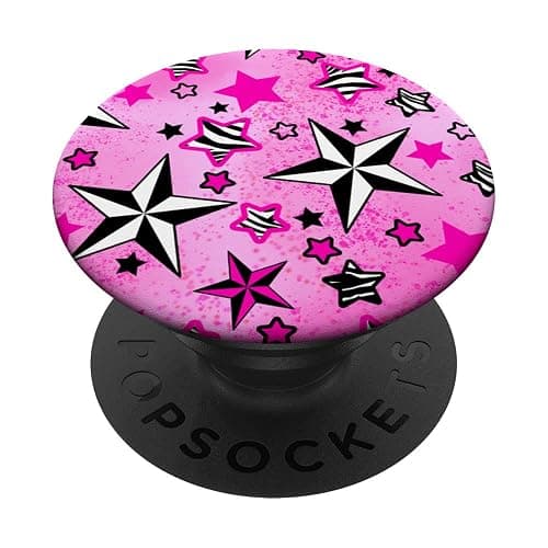 McBling Trashy Y2K Aesthetic Tattoo Stars Zebra Pink Black PopSockets Swappable PopGrip - Image 1