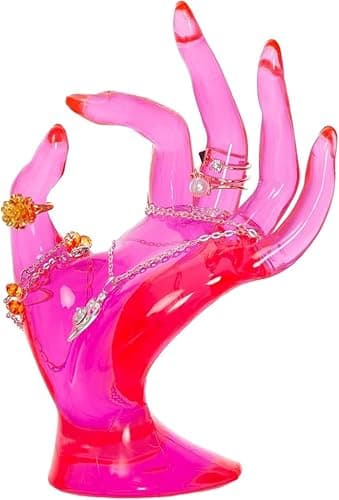 Maxsirui Hand Form Ring Holder Jewelry Display Organization Rack Bracelet Ring Watch Stand Support Aesthetic Y2k Room Decor (Rose Red) - Image 1