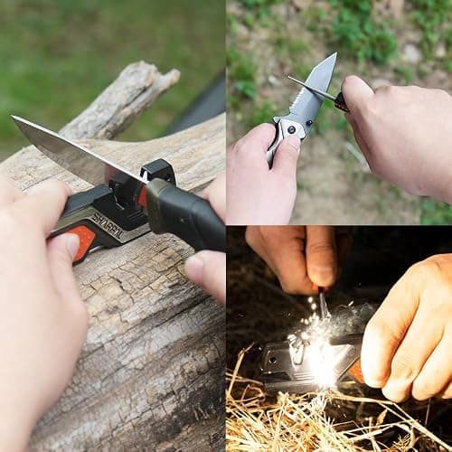 SHARPAL 101N 6-in-1 Pocket Knife Sharpener & Survival Tool – Diamond Sharpening Rod, Fire Starter Ferro Rod, Whistle – Sharpens Straight & Serrated Blades, Repairs & Hones Knives Fathers Day Gift thumbnail 5