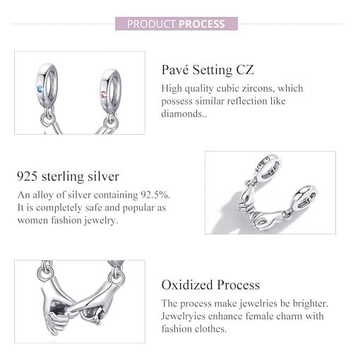 VOROCO 925 Sterling Silver Love Heart Charm for Charm Bracelet, Christmas Mother's Day Birthday Perfect Jewelry Gifts for Mom Grandma Daughter Friend Sister thumbnail 5