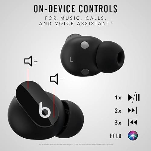 Beats Studio Buds Totally Wireless Noise Cancelling Earphones - Black (Renewed) thumbnail 4