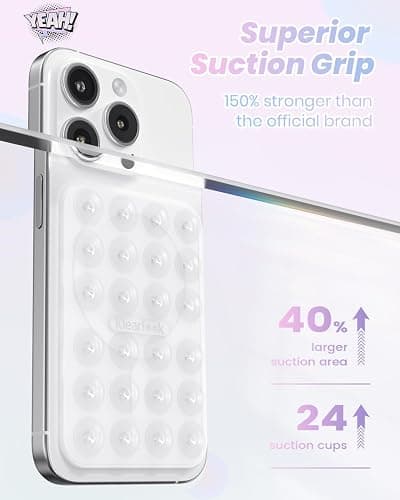 Klearlook Magnetic Suction Phone Mount for MagSafe Case, Removable Sticky Phone Grip Holder for Hands-Free Makeup/Selfie/Live Streaming/Vlog for TikTok & Instagram Influencer/Creator, Transparent thumbnail 4
