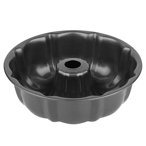 Novery 9.5" Non-stick Cake Pan, Heavy Duty Carbon Steel Fluted Tube Round Baking Pan,Buntz Pound Cake Pan Mold,Tube Bakeware,Baking Mold for Jello,Gelatin,Chocoflan,Flan - Image 1