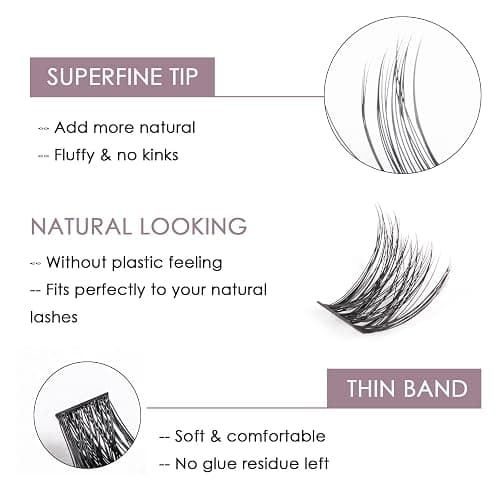Ocean Pearl Cluster Lashes 144PCS Eyelashes 10-16mm Lash Clusters Fluffy Eyelash Extension Cluster Lashes Kit Individual Eyelash Lash Extensions Kit with Super Bond+Seal+Remover+Tweezer-DM01 thumbnail 4