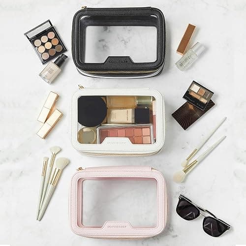 ROWNYEON Clear Makeup Case Toiletry Bag Multipurpose Travel Makeup Train Case Portable Cosmetic Organizer Transparent Storage Bag - Black thumbnail 6