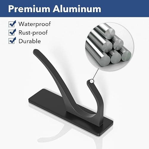pickpiff Self Adhesive Coat Hooks for Hanging: Heavy Duty Stainless Wall Hook for Towel, Backpack, Hat, Sturdy Metal Hanger for Bathroom, Bedroom, Door, 4-Pack, Matt Black thumbnail 6