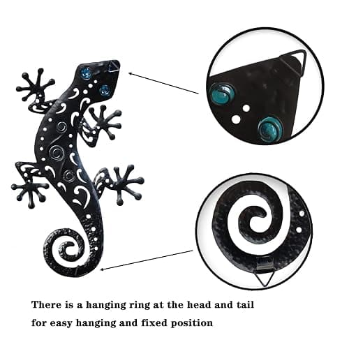 Tuokiuhn Metal Lizards Outdoor Decor Metal Gecko Wall Decoration Geico Lizard 13.5 * 8.5 Inch 3 Pack Set Suitable for Hanging in Yard Or Fence thumbnail 5