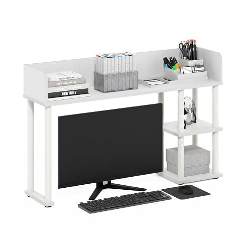 Furinno Classic Desk Shelf, 3-Shelf Desktop Hutch, Book Shelf, 3-Tier Desk Organzier, for Office Supplies, Office Desk Accessories, for Home Office, College, Dorm, White - Image 1