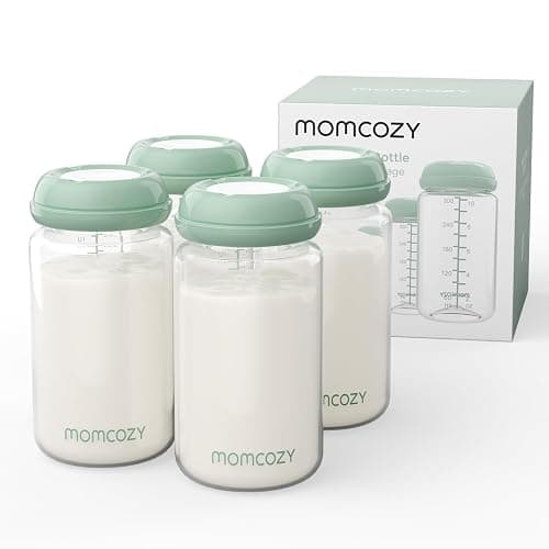 Momcozy Natural Baby Bottle, Wide-Neck, BPA Free Breast Milk Container, Storage Collection Bottle for Fridge & Milk Cooler, Breastfeeding Essential, 11 oz, 4 pcs - Image 1