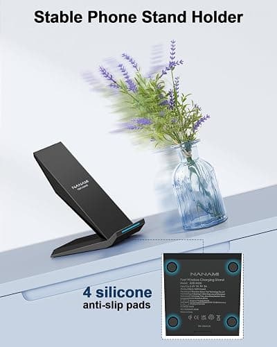 Fast Wireless Charger, NANAMI 15W Qi Certified Wireless Charging Stand Compatible iPhone 17/17 Air/16/15/15 Pro/15 Plus/15 Pro Max/14/13/12, for Samsung Galaxy S25/S24/S23/S22/S21 and Qi-Enabled Phone thumbnail 6