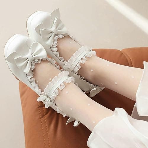 LUXMAX Women Kawaii Mid Block Heel Mary Jane Rockabilly Pumps with Bow | Kawaii Shoes,Platform Mary Janes,Chunky Heel Pumps,Cute Sweet Shoes,Fashion Dress Shoes,Comfortable Pumps thumbnail 5
