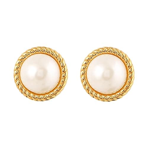 18K Gold Plated Pearl Earrings for Women, Cubic Zirconia Stone Simulated Set Diamond Earrings, Gift for Mom Daughter Sister, Anniversary Birthday Gift, Lightweight Hypoallergenic Jewelry - Image 1