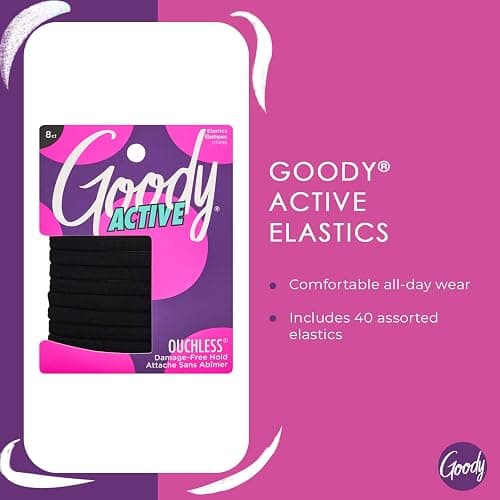 Goody Ouchless Seamless Hair Elastics, 8 Ct, Black, Damage-Free Gentle Hold Elastic Ties, No Snag or Pull, For All Occasions, Chic Styling Accessories for Women & Men, All Hair Types thumbnail 4