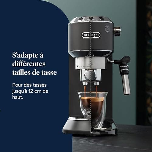 De’Longhi Dedica Style - Perfetto Machine à Expresso Compacte, Mousseur de Lait Manuel pour Expresso et Cappuccino, Compatible Dosettes ESE, Panneau de Commande à Boutons, Largeur 15cm, Noir(EC685.BK) thumbnail 8